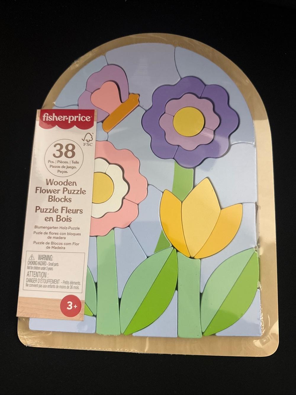 Fisher-Price Pastel Flower Wooden Puzzle. Brand New